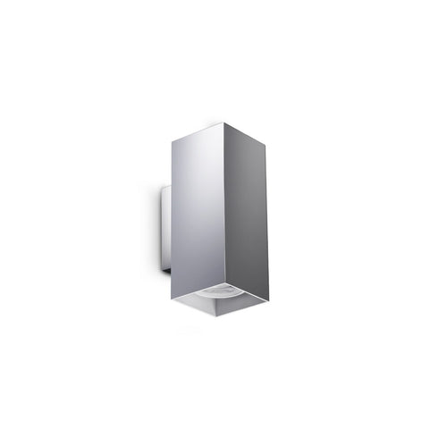 Ideal Lux LOOK 15 cm vierkante wandlamp met op- en neerwaartse beweging, chroom, 2x GU10 fitting