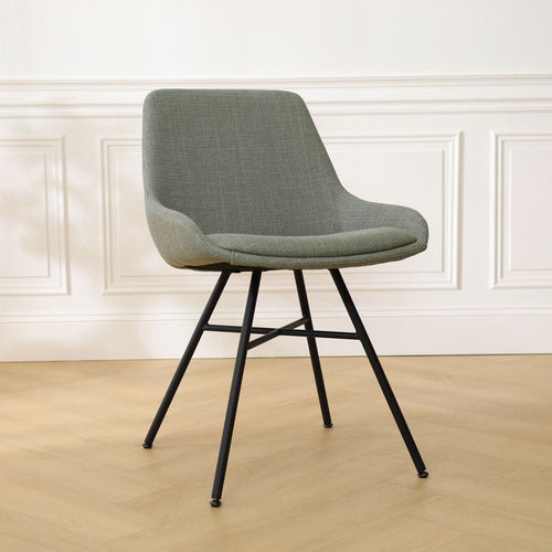 Nolon Noa-Isa Eetkamerstoel Saliegroen - Stof - Zwart Onderstel - vtwonen shop