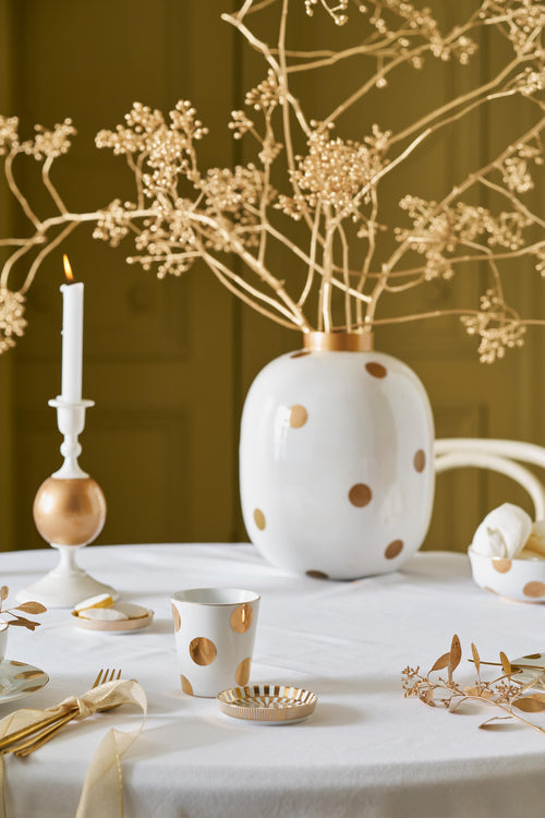 Pip Studio Kandelaar Sphere - Metaal - Wit/ Goud - 24cm - vtwonen shop