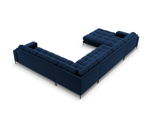 Cosmopolitan Design Panoramische hoekbank rechts Bali 7-zits, flueel, koningsblauw - 256x327x75cm