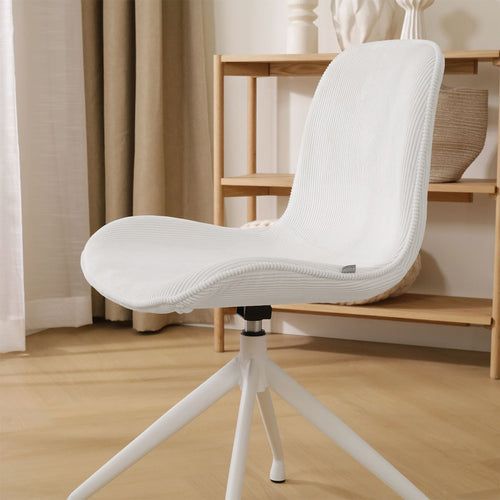 Nolon Nola-Fé Eetkamerstoel Rib Crème - Draaibaar Wit Onderstel - vtwonen shop