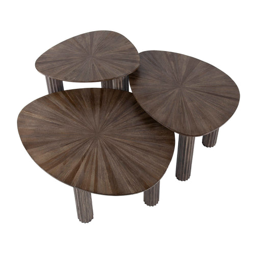 Giga Meubel Salontafel Maya - Donkerbruin Hout - Set van 3 - 76x61x38cm - vtwonen shop