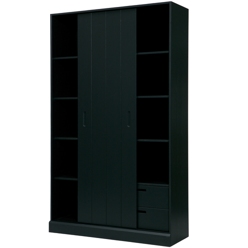 WOOOD schuifdeurkast Move - Grenen - Zwart - 200x120x42 - vtwonen shop