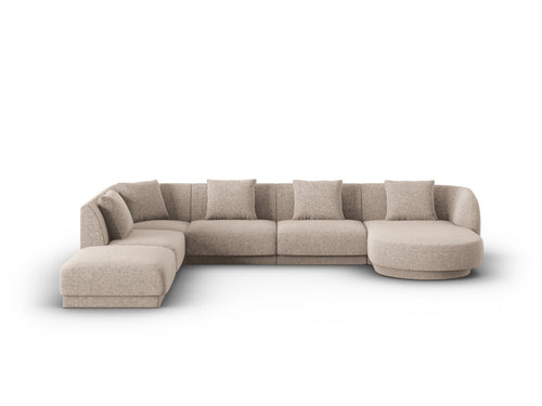 Cosmopolitan Design Panoramische hoekbank links Tulum 6-zits, chenille, beige - 255x330x70cm