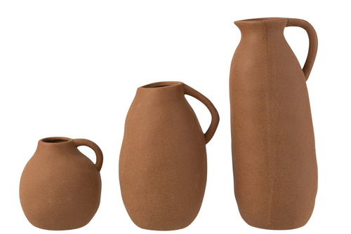 J-Line vaas Kruik - keramiek - bruin - large - 36 cm hoog