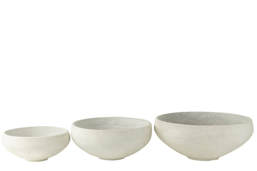 J-Line schaal Vezelklei - keramiek - wit  - 3 stuks - Ø 69.5 cm
