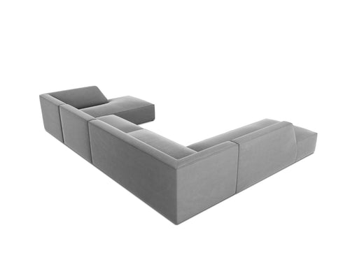 Micadoni Panoramische hoekbank links Ruby 7-zits, flueel, grijs - 273x366x69cm