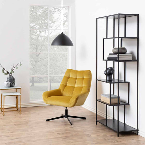 Lisomme Vic Hoge Boekenkast van Metaal en Hout - B 77 cm - Zwart