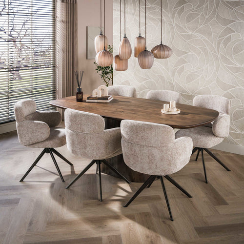 Giga Meubel Eettafel Central - Deens Ovaal Bruin Hout - 215x105x77cm