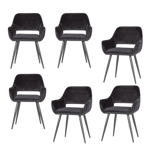 WOOOD eetkamerstoelen Jelle - Velvet - Zwart - Set van 6 - vtwonen shop