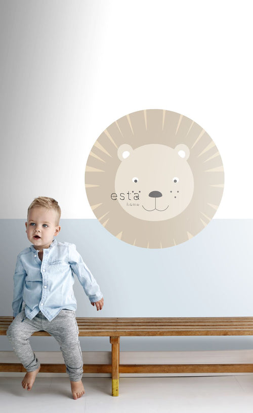 ESTAhome zelfklevende behangcirkel dierenkoppen beige - Ø 70 cm - 158973 - vtwonen shop
