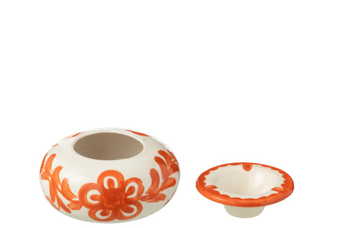 J-Line asbak Granada - keramiek - wit/oranje - large