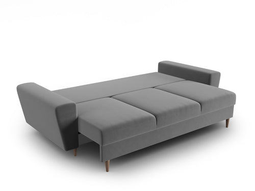 Cosmopolitan Design Slaapbank met opbergdoos Kyoto 3-zits, flueel lichtgrijs - 100x235x88cm