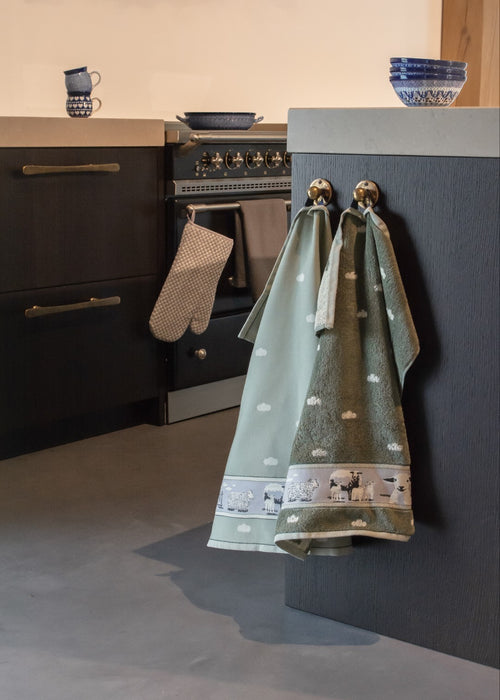 Luxe Keukendoek en Theedoek Schaap Donkergroen -  Bunzlau Castle - 100% biologisch GOTS katoen