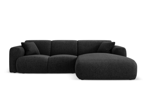 Cosmopolitan Design rechter hoekbank Nolio 4-zits, chenille, zwart - 170x260x72cm