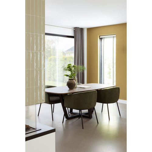 WOOOD eetkamerstoelen Leon - Bouclé - Bosgroen - Set van 6