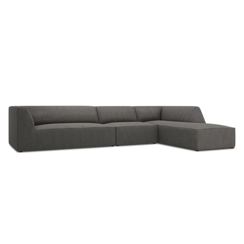 Cosmopolitan Design - Modulaire hoekbank rechts Siena 5-zits, ribfluwelen donkergrijs - 180x366x69cm