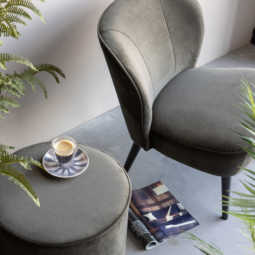 WOOOD poef hoog Sara - Velvet - Warm Groen - 46x46x46 - vtwonen shop