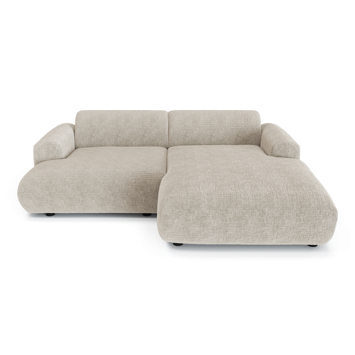 Sia Home - Rechthoekige hoekbank MYRA - fluweel met patronen beige 266cm