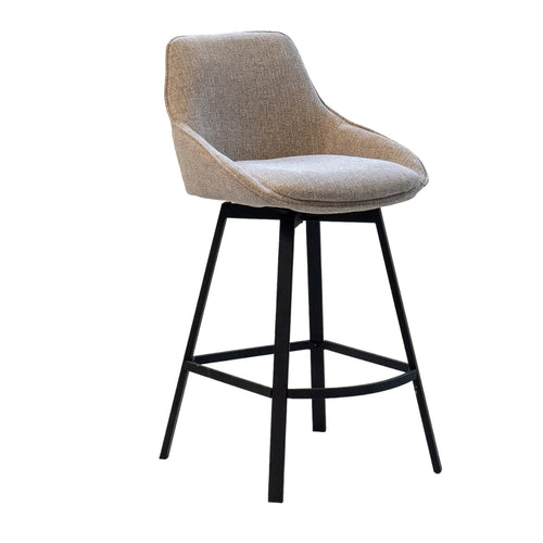 Giga Meubel Barstoel Roos - Stof/Metaal - Taupe - Set van 2 - vtwonen shop