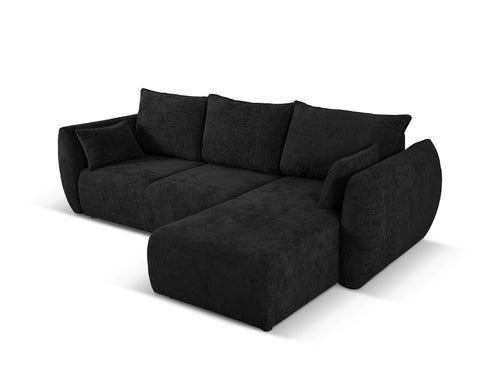 Cosmopolitan Design Converteerbare hoekbank rechts met opbergdoos Matera 4-zits, chenille, zwart - 173x253x86cm