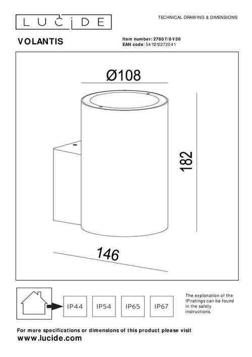 Lucide wandspot VOLANTIS - 1xE27 - Zwart - vtwonen shop
