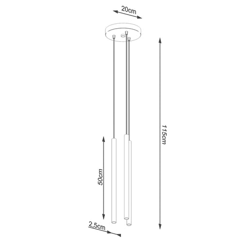Sollux Lighting Hanglamp PASTELO 3P goud - 20x20x115cm