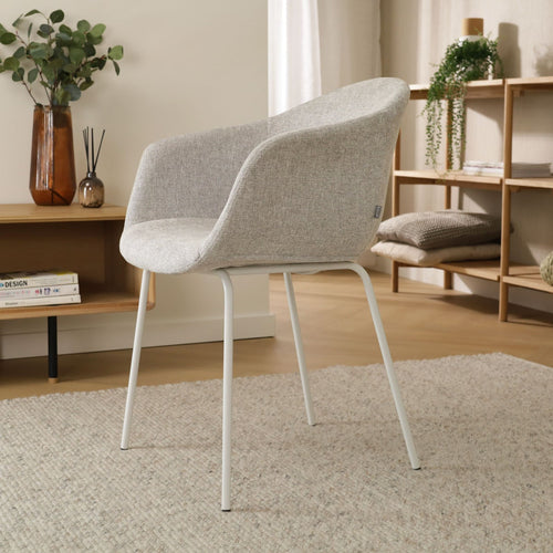 Nolon Nora-Otis Eetkamerstoel Lichtgrijs - met Armleuning - Wit - vtwonen shop