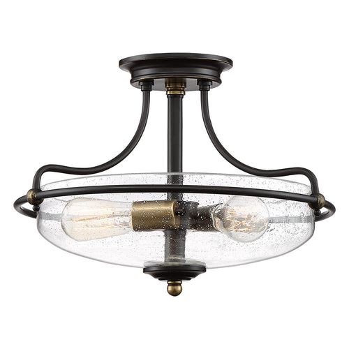 Elstead Quoizel Griffin Bowl Semi Flush Plafondlamp Palladiaans brons met verweerde messing accenten