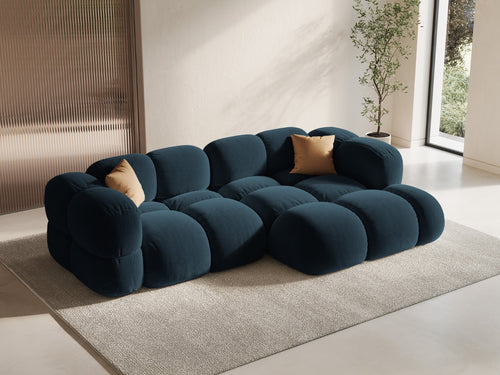 Cosmopolitan Design rechter hoekbank Loretto 3-zits, flueel diepe olie - 147x250x68cm