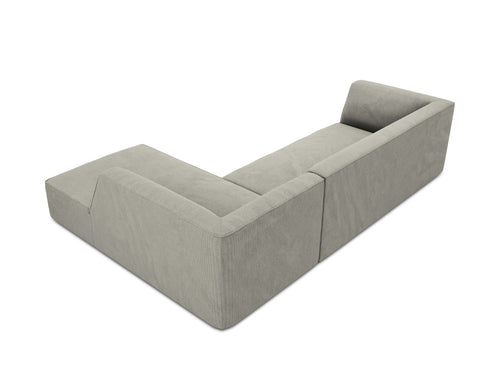 Micadoni - Rechter hoekbank "Ruby" 4 zitplaatsen, ribfluwelen, lichtgrijs - 180x273x69cm