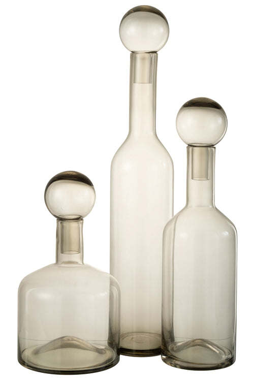 J-Line decoratie fles Norma - glas - grijs - large - vtwonen shop