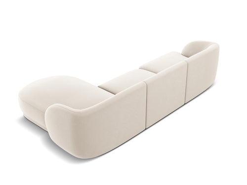 Micadoni rechter hoekbank Miley 4-zits, flueel, lichtbeige - 156x255x70cm