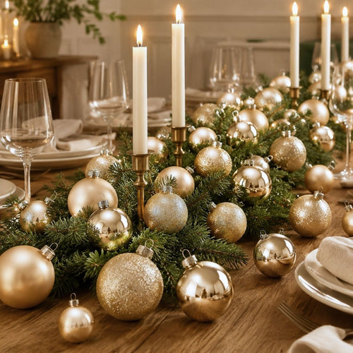 Mica Decorations Kerstballen Set - Kerstversiering voor Kerstboom - Kerstornamenten van Glas in Champagne Kleur - Complete Set van 26 Stuks - Ø7 cm -