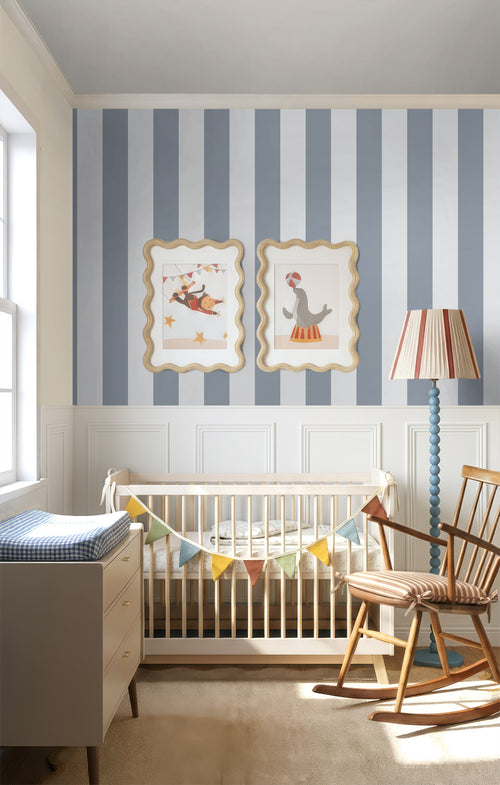 Sanders & Sanders behang strepen vergrijsd blauw en wit - 53 cm x 10.05 m - 640657