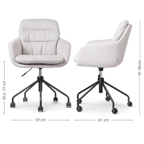 Nolon Nout-Mia Bureaustoel Beige - met Armleuning - Zwart - vtwonen shop