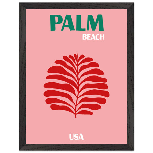 Artfulprints Poster met Lijst USA - Palm Beach   - 30x40 cm - Roze