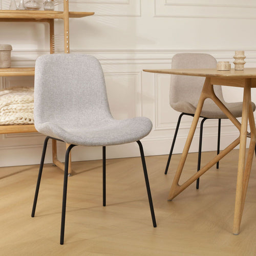 Nolon Nora-Fé Eetkamerstoel Lichtgrijs - Stof - Zwarte Poten - vtwonen shop