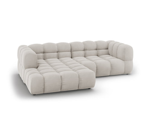 Cosmopolitan Design Modulaire hoekbank links Sky 3-zits, flueel, lichtbeige - 162x244x70cm