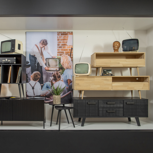 WOOOD tv--meubel met retro poten Tygo - Eiken - Onbehandeld -47x150x44 - vtwonen shop