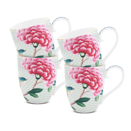 Pip Studio Blushing Birds Mokken - Servies - Set van 4 Kopjes - Wit - 450ml - vtwonen shop