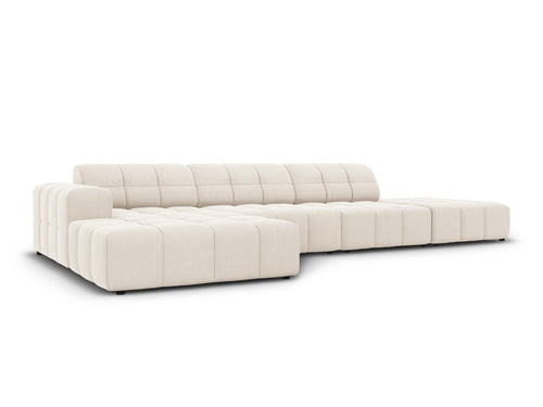 Cosmopolitan Design linker hoekbank Chicago 5-zits, flueel lichtbeige - 167x348x78cm