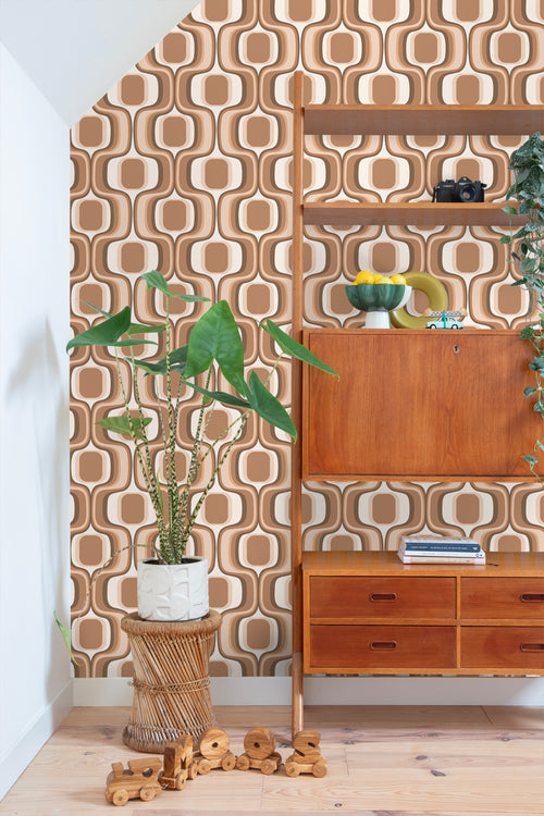 ESTAhome behang retro ornamenten bruin - 50 x 900 cm - 131582 - vtwonen shop