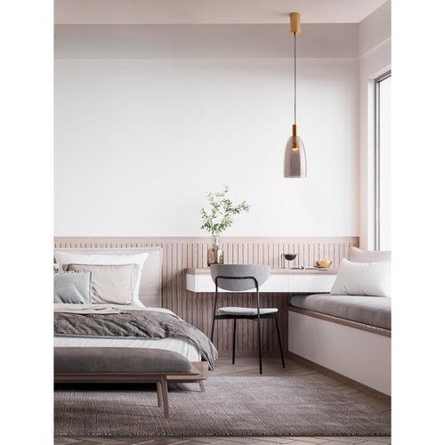 Nova Luce IMATIA Hoge, slanke hanglamp voor aan het plafond, rookkleurig messing goud, LED 7W 192lm 3000K