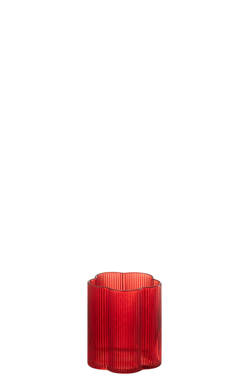 J-Line glas Fiore - glas - rood - vtwonen shop