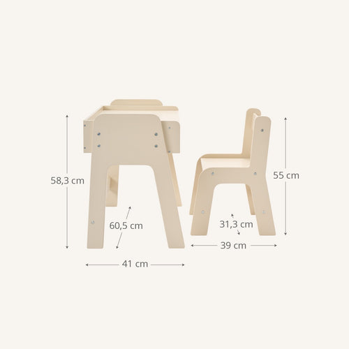 Petite Amélie Kinderbureau en stoel Lune beige - MDF - beige