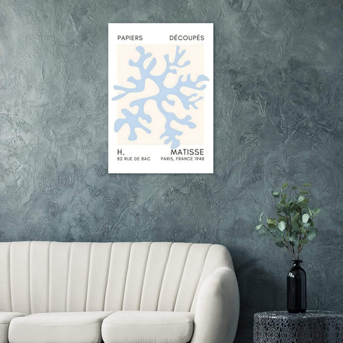 Artfulprints Poster Matisse – Dreamy coral flower light blue   - 50x70 cm - Blauw