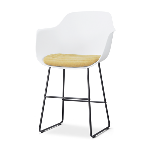 Nolon Nino-Liz barkruk wit met warm oker zitkussen - zwart onderstel - 65 cm