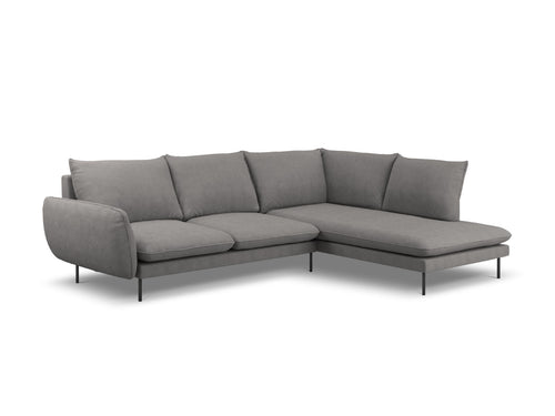 Cosmopolitan Design rechter hoekbank Vienna 6-zits, structurele stof, donkergrijs - 185x275x95cm