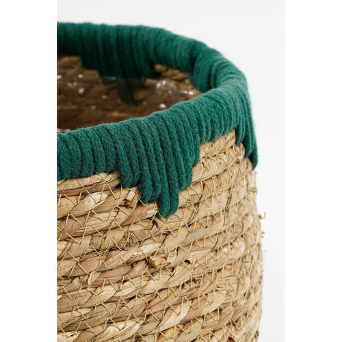 Mica Decorations Jorck Plantenmand - Set van 3 - H24 x Ø26 cm - Zeegras - Groen, Bruin